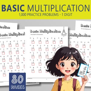 Single Digit Multiplication Worksheets: Fact Fluency Practice Grades 2-3 PDF