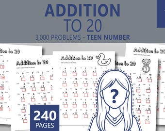 Spersonalizowany zeszyt ćwiczeń matematycznych | Dodawanie do 20 | Spersonalizowana okładka ze zdjęciem | Prezent matematyczny dla klasy 1