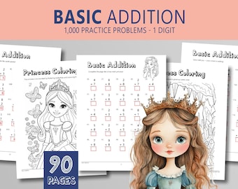 Princess Addition Worksheets: Kindergarten Math Printable, Grade 1 (PDF Download)