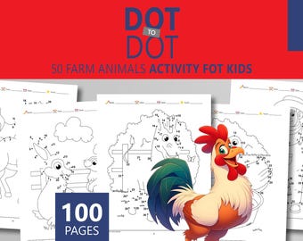 Połącz kropki do druku: Zwierzęta gospodarskie, 50 zabawnych łamigłówek (dla dzieci w wieku 4-8 lat) (pobierz plik PDF)