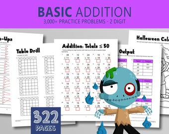 Arkusz ćwiczeń z dodawania: dodawanie liczb dwucyfrowych z przegrupowywaniem, kolorowanki, klasa 2 (pobierz plik PDF), tematyka Halloween