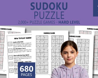 Książka z łamigłówkami sudoku: ponad 2000 gier logicznych dla dzieci w klasach 5-6 (do druku w formacie PDF) | Poziom trudny