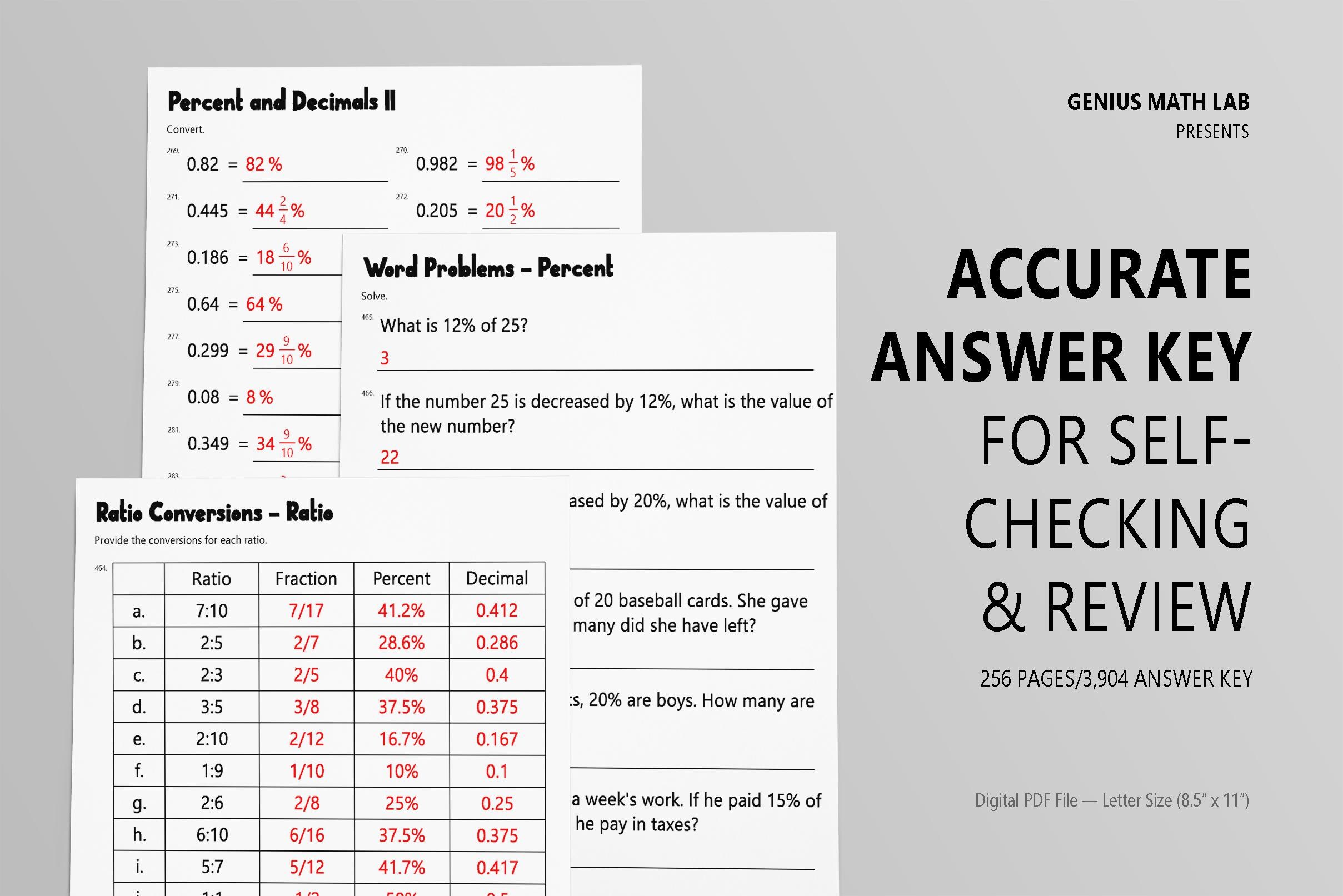 Ratios Probability Percents Worksheets: Math Practice Grades 5-6 PDF - Etsy