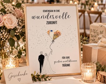 Droomcadeau in geld voor een bruiloft | Trouwposter | A4 | A3 | PDF | Bruiloftscadeau