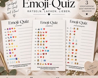 EMOJI QUIZ BUNDEL | Minimalisme | Zwart-wit | Bruiloftsquiz | Bruiloft | PDF-sjabloon | Bruiloft | Spel voor gasten