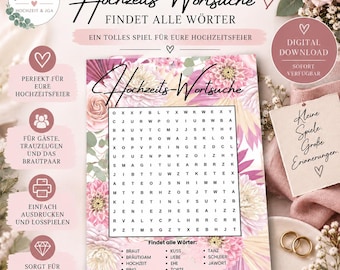 WOORDZOEKPUZZEL BRUILOFT | Bruiloftspuzzel | Botanisch | Printbare PDF-sjabloon | Bruiloftspel | Bruiloft | Bruid en bruidegom
