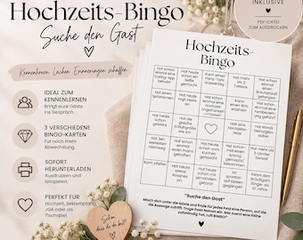 BRUILOFT BINGO - Vind de gast | Minimalisme | Zwart-wit | Bruiloft | Gastenvermaak | PDF-sjabloon | Bruiloftspel