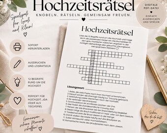 BRUILOFTPUZZELS | Minimalisme | Zwart-wit | Gastenvermaak | Bruiloftspel | PDF-sjabloon