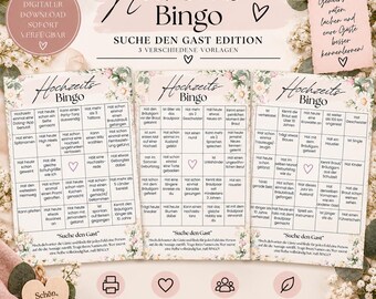 BRUILOFT BINGO - Vind de gast | BLOEMEN | Bruiloft | Gastenvermaak | PDF-sjabloon | Bruiloftspel