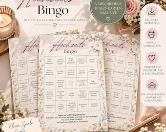 Bruiloftsbingo | Bloemen | Bruiloftsspel | Printbare PDF-sjabloon | Bruiloft | Bruid en Bruidegom | Bruiloftsreceptie | Bruiloftsfeest