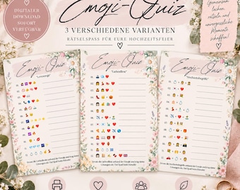 EMOJI QUIZ BUNDEL | Bloemen | Bruiloftsquiz | Bruiloft | PDF-sjabloon | Bruiloft | Spel voor gasten