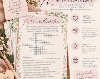 BRUILOFTPUZZELS | Bloemen | Gastenvermaak | Bruiloftspel | PDF-sjabloon