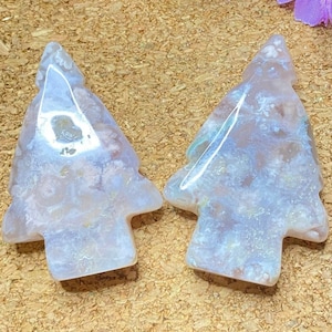 Flower Agate Tree Crystal Carving, Pretty Flower Agate Tree Carving, Pine Tree Flower Agate, Crystal Gift, Crystal Decor, One Pc 6 1/2 - 7cm