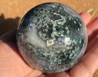 High Quality Moss Agate Sphere, Moss Agate Sphere, Crystal Sphere, Moss Agate Crystal, Gift for Her, Moss Agate, Approx 6cm