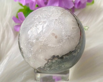 Moss Agate Sphere Crystal - 6 cm Diameter - Perfect for Home Decor or as a Thoughtful Gift