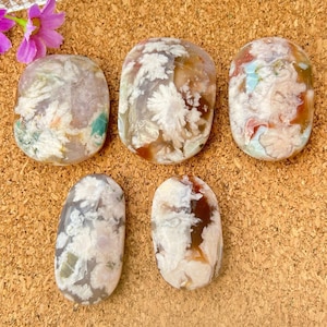 Pretty Cherry Flower Agate Palm Stone, Flower Agate Palm Stone, Sakura Agate, Crystal Decor, Flower Agate, 4.5-6 cm You Choose