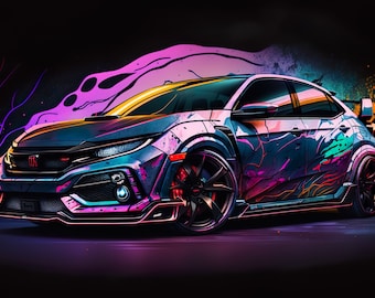 Honda Civic Type R FK8 White JDM Art Print Vertical Printable - Etsy