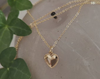 Thin Gold Plated Chain For Women Minimalist Forçat Chain Very Fine Necklace with Heart Pendant Very Discreet Necklace For Women