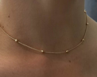24K Gold Plated Satellite Chain Length of Your Choice Ball Chain Short Choker / Long Necklace