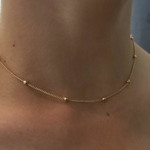 24K Gold Plated Satellite Chain Length of Your Choice Ball Chain Short Choker / Long Necklace
