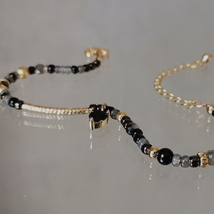 Black and Gold Beaded Bracelet Minimalist Jewelry For Women Miyuki Delica Bracelet Cleor Mother-of-Pearl Jewelry