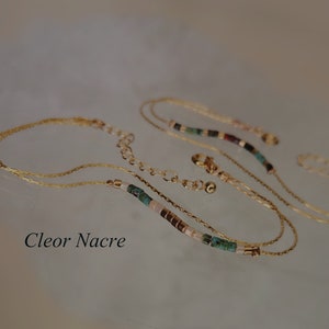 Double Bracelet With Miyuki Beads Minimalist Jewelry For Women Beaded Bracelet On Serpentine Chain In 18 Carats