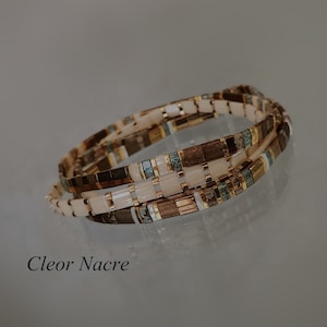 Miyuki Beaded Bracelet For Women To Choose From Tila Bracelet Light Colors Beige Bronze Elastic Beaded Bracelet image 3