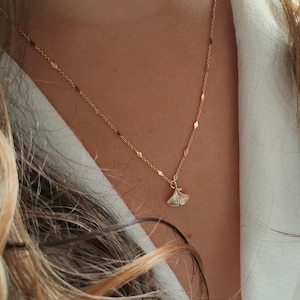 Ginkgo Pendant Necklace For Women Fine Chain Ginkgo Leaf Pendant Gold Ginkgo Necklace