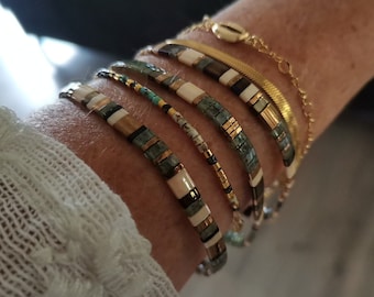 Miyuki Bracelet for Women, Japanese Bracelet, Green and Bronze Beads, Popular Tila Bracelet for Women