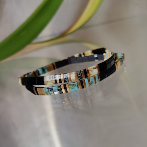 Miyuki Tila Bracelet For Women / Men Japanese Beads Bracelet Black Blue Gold Beads Bracelet image 1