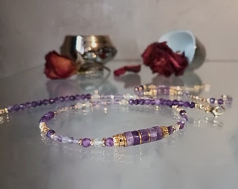 Collier Pierre Améthyste Pour Femme   Longueur Au Choix  Collier De Perles Naturelle Violette  Bijou Artisanal Chic