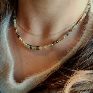 Semi Precious Stone Necklace For Women Green Prehnite Bead Necklace Real Stone Jewelry image 2