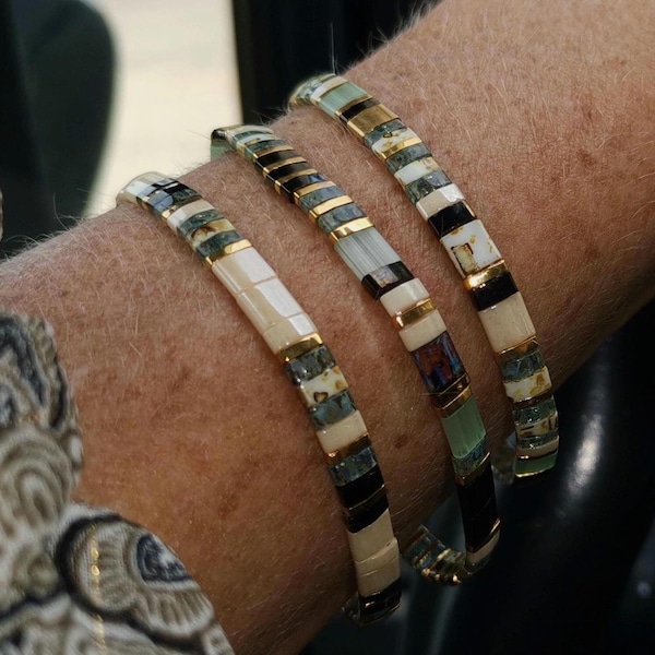 Japanese Bracelet for Women - Choice of Miyuki Tila Beaded Bracelet - Boho Beaded Bracelet