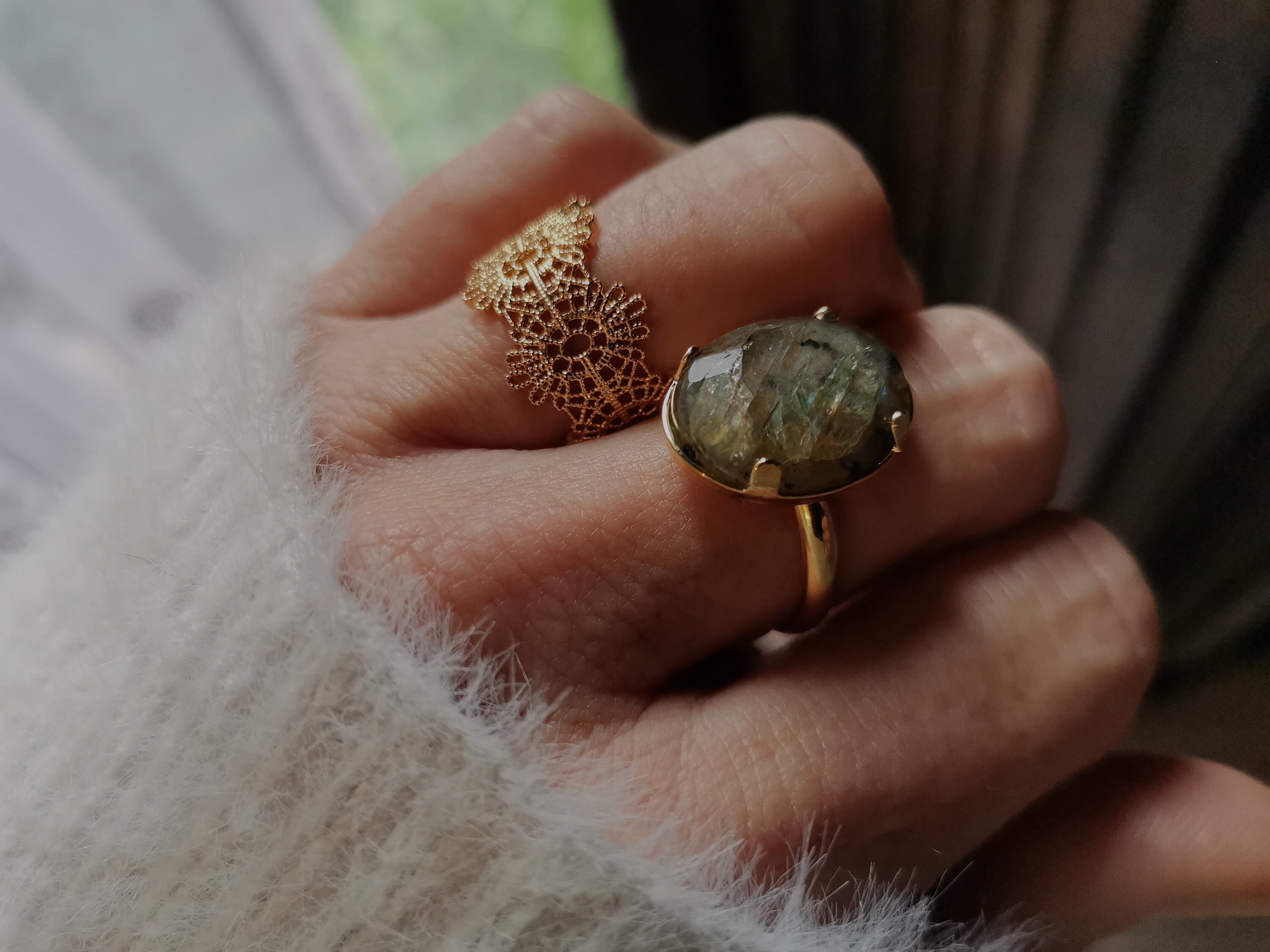 Grosse Bague Créateur En Métal Doré Filigrane - Taille Réglable - Neuf Sans Emballage