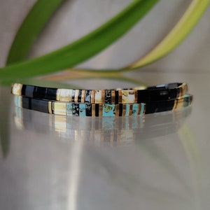 Miyuki Tila Bracelet For Women / Men Japanese Beads Bracelet Black Blue Gold Beads Bracelet image 5