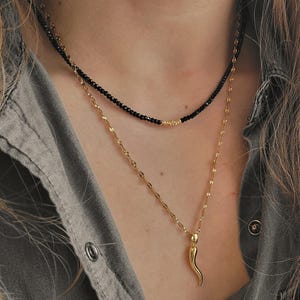 Fine Necklace Semi Precious Stone Spinel Choker Necklace Black Beads Minimalist Jewelry In Faceted Beads