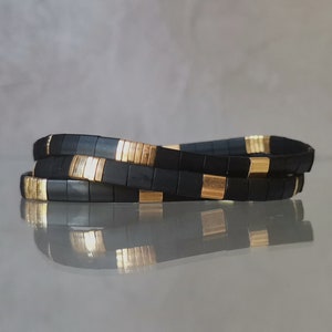 Miyuki Tila bracelet for men men's bracelet minimalist black gold