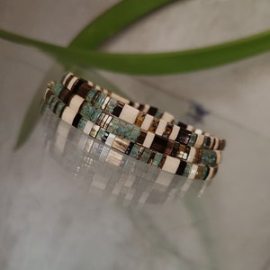 Bracelet Ajustable Perles Miyuki - Fait Main - Couleurs Doré/bronze/turquoise - Style Bohème