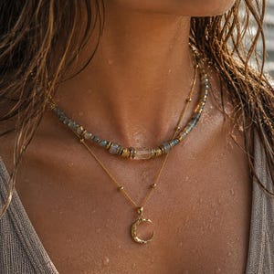 Colar de labradorita e citrino para mulheres, gargantilha com contas, colar boho com pedra natural.