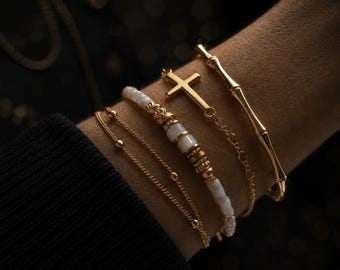 Perlmutt-Armband für Damen, handgefertigter Perlmuttschmuck, natürliches Perlmutt-Armband