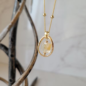 Gold Chain Citrine Stone Pendant Necklace With Citrine Stone Handmade Jewelry With Natural Stone