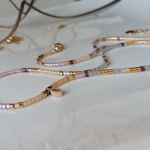Miyuki Beaded Necklace For Women Fine Boho Pink Purple Pearly Necklace Women&#39;s Choker Necklace