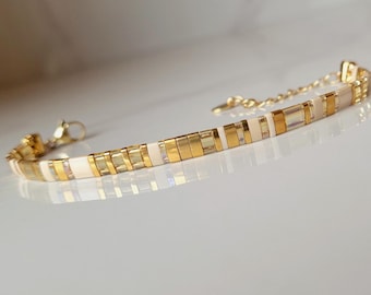 Gouden kralenarmband voor dames, originele Tila Miyuki kralenarmband, elegante armband voor dames