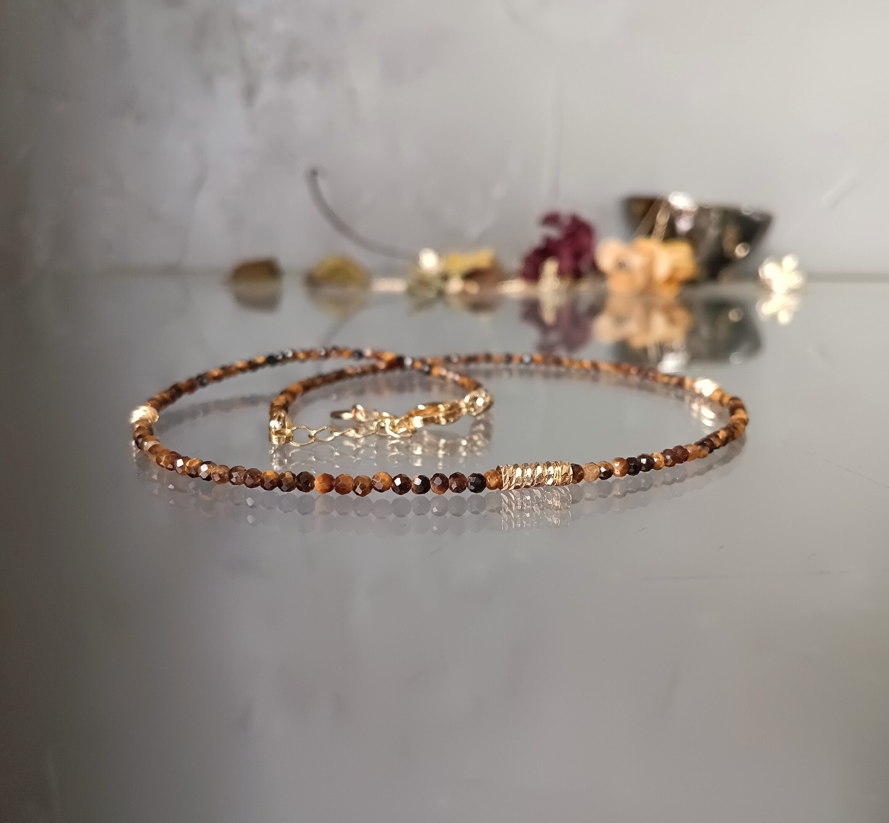 Collier Ras De Cou En Oeil De Tigre Naturel – 2 Pièces à Empiler, Perles Et Pendentif, Cadeau Bohème Pour Elle