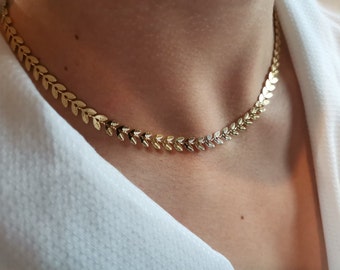 Gold Plated Wheat Ears Chain For Women Choice Of Length Wheat Ears Necklace Gold Plated Laurel Leaf Chain 18