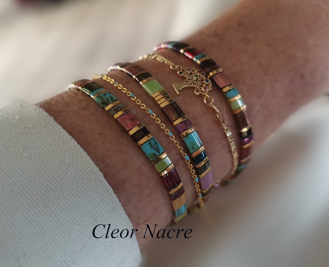 Bracelet extensible en verre craquelé bleu électrique : perle