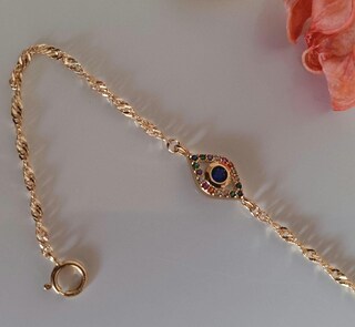 Bracciale Regolabile Malocchio – Blu E Argento – Acciaio Inox E Resina – Portafortuna Protezione