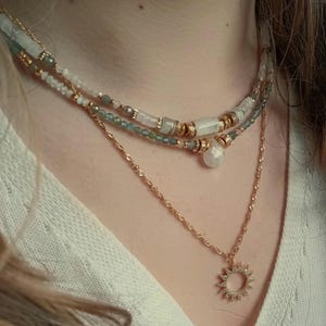 Moonstone Necklace For Women Semi Precious Stone Necklace Apatite Labradorite Moonstone Necklace