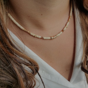 Boho Necklace For Women Natural Stone Necklace White Beige Fine Stone Necklace
