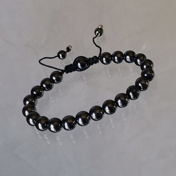 Bracelet Shamballa en Hématite En Perles Rondes Naturelles Pour Homme Bracelet De Protection Style Branché Classe